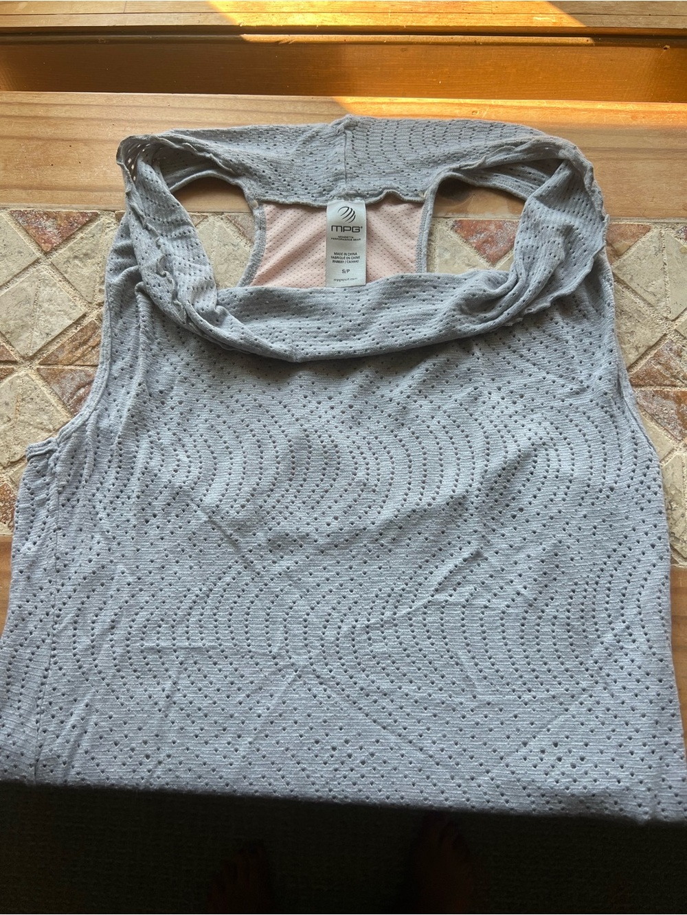 MPG Sport Mesh Cowl Neck Racerback Breathable Tank Top Gray Pink Women S # 365